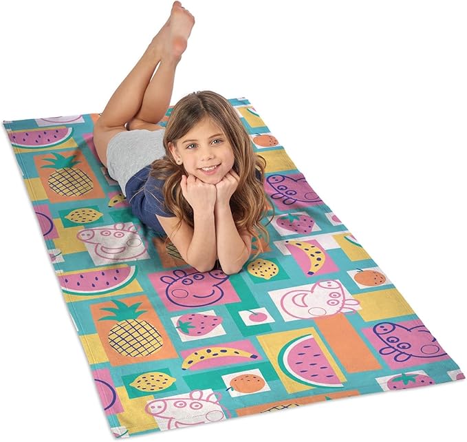 NORTHWEST Peppa Pig Beach Towel Set, 2-Pack Oversized - Soft, Fast-Drying, Sand-Free Pool Towels with Fruit Salad & One in a Melon Designs 30" x 60"