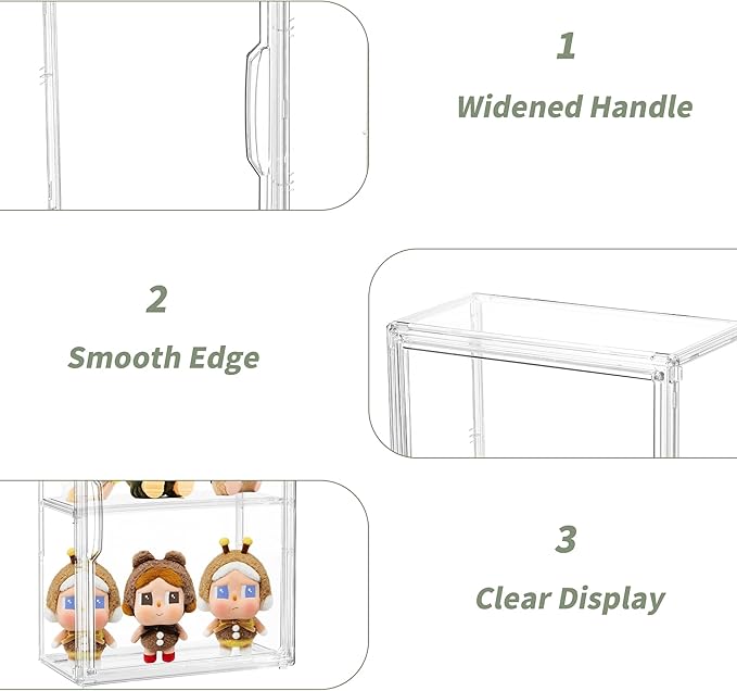 Acrylic Display Case for Collectibles 3 Tier Figure Display Case with 2 Movable Plates Clear Display Cases for Figures with Magnetic Door Tall Display Box, 1 Pack