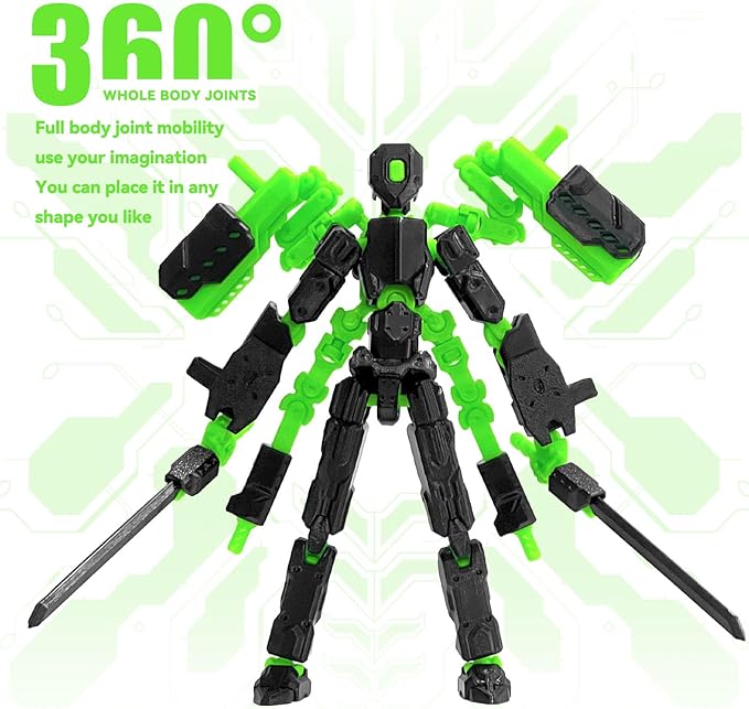 8 inch T13 (Assembly Completed) Action Figure Set,T 13 Multi-Articular Mobile Robot Nova T-13,Desktop Decorations for Game Lovers Toys (Black Green)