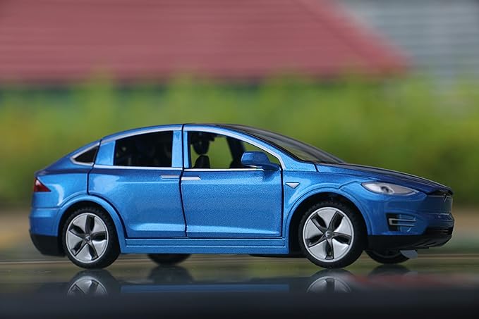 1:32 Scale Car Model X Alloy Diecast Pull Back Electronic Toys with Lights and Music, Mini Vehicles Toys for Kids Gift Car Lovers Collection (Model X - Pearlescent Blue)