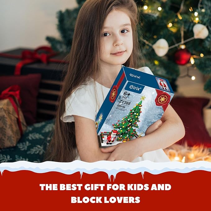 Christmas Tree Building Sets, Christmas Santa Claus and Reindeer Figures Building Blocks Bricks Set, for 6+ Ages Kids, Boys, Girls, Adult 586PCS