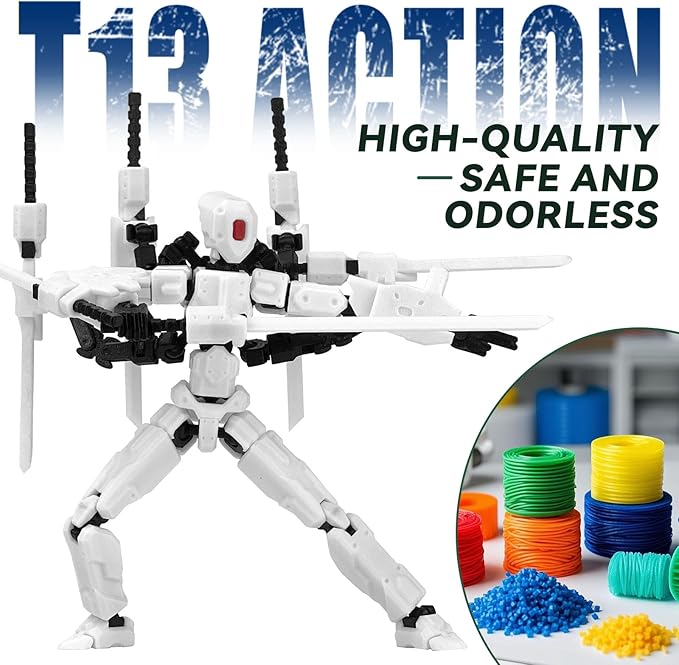 8 inch T13 (Assembly Completed) Action Figure Set,T 13 Multi-Articular Mobile Robot Nova T-13,Desktop Decorations for Game Lovers Toys (White)