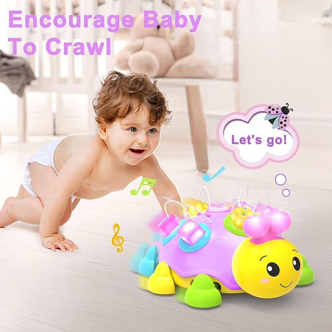 Musical Ladybug Baby Toys 6-12 Months, Infant Early Educational Learning Montessori Toy for 1+ Year Old Girl, First Birthday Gift Toys for 7 8 9 10 11 Months Newborn Girls (Purple)