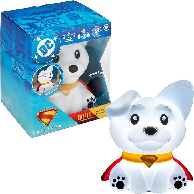 Paladone Superman Krypto The Superdog SquishyGlo Silicone Light, Officially Licensed DC Comics Lamp for Kids, Teens, Adults, Cordless & Rechargeable Bedroom Décor, Collectible Superhero Merchandise