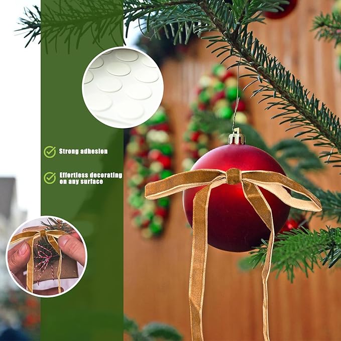 24Pcs Velvet Ribbon 5 x 7 Inch Christmas Ribbon 3/8 Inch Wide Christmas Bows Vintage Velvet Bows for Christmas Tree Camel Bows for Christmas Tree Decorations