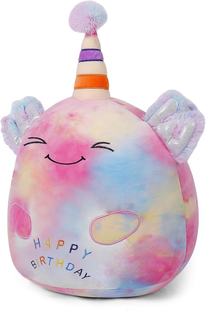 24 lnch Happy Birthday Axolotl Stuffed Animal Birthday Plush Toy Plushies Pillow Soft Plushie Doll Gifts for Girls Boys Christmas Decoration