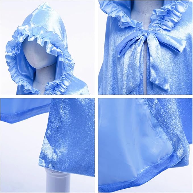 Newland Princess Costume for Girls - Princess Cape Long Hooded Velvet Cloak Princess Accessories Size M: 4-8Y/L: 8-12Y