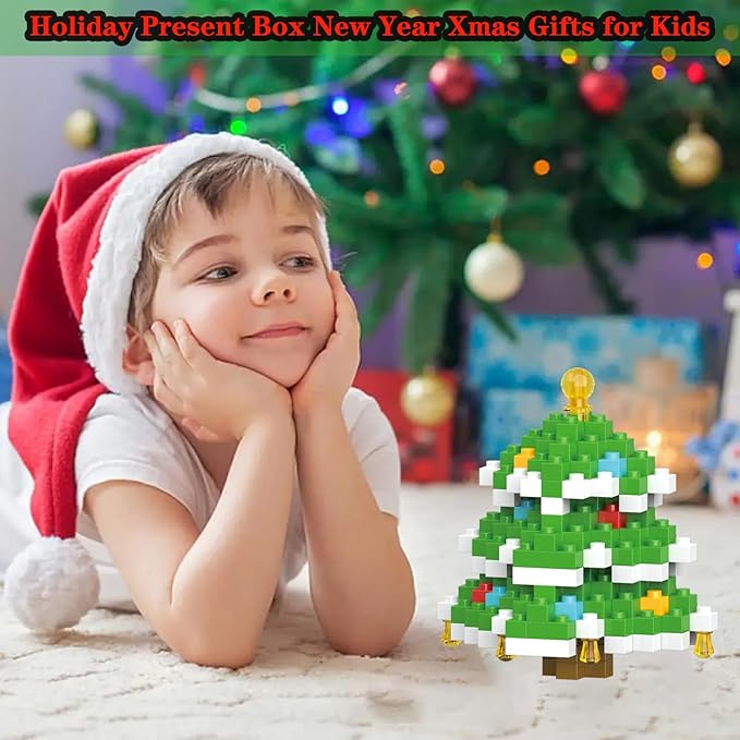 Christmas Tree Building Blocks Set Compatible with Lego Advent Calendar 2025 Stacking New Toys Holiday Present Box New Year Xmas Gifts for Kids for Boys & Girls and Adults
