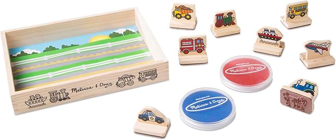 Melissa & Doug My First Wooden Stamp Set - Vehicles
