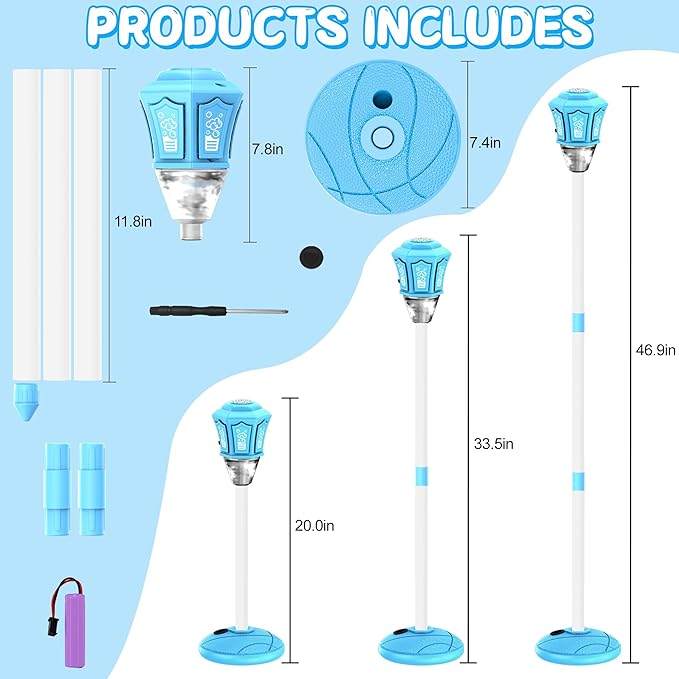 Bubble Machine for Kids with Lights & Music, 47” Automatic Bubble Stand Blower Wand, Rechargeable Outdoor Toy for Teens & Adults, Includes 150g Bubble Solution