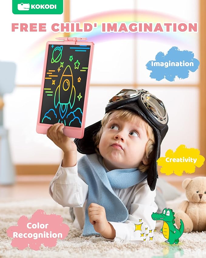 KOKODI LCD Writing Tablet,Gifts for 3 Years Old Boys and Girls,10 Inch Colorful Doodle Board Drawing Tablet, Erasable Reusable Electronic Drawing Pads, Educational and Learning Toy for Kids