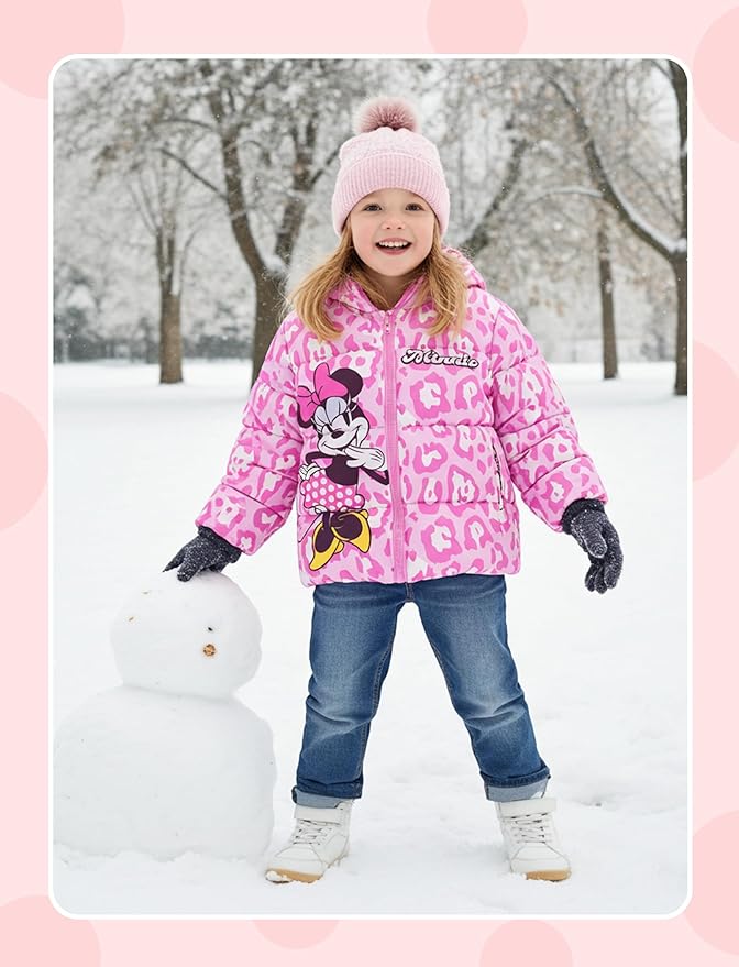 Disney Stitch Frozen Elsa Minnie Mouse Toddler Girl/Boy Puffer Jacket Kids Heavyweight Hooded Warm Winter Down Coat 2-13Years