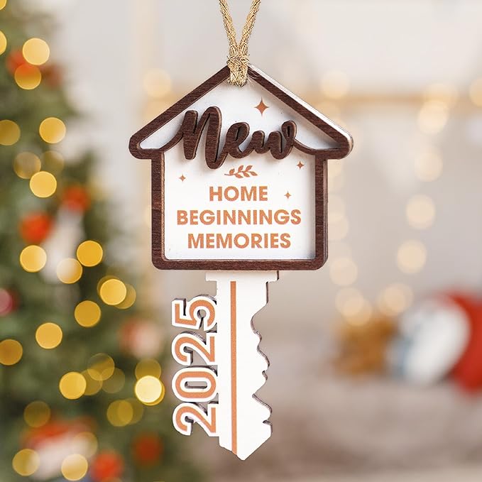 New Home Key Christmas Ornaments 2025, House Warming Gifts New Home for Couple Newhouse Owners, Home Beginning Memories Ornament, New House Gift Ideas for Women Men, Holiday Tree Hanging Ornaments
