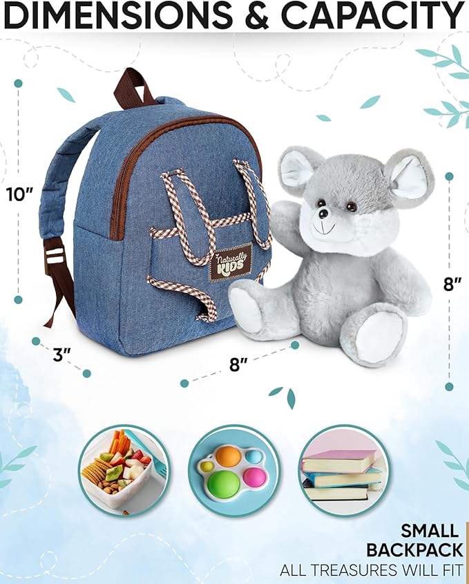 Mouse Backpack, Mouse Toys for Kids 3-5, Toddler Stuffed Animal Gifts for 2 3 4 5 Year Old Girl Boy
