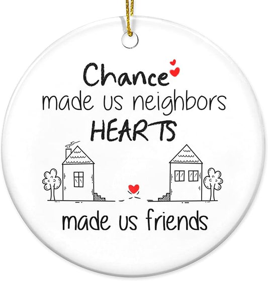 Neighbors Gifts for Friends - Christmas Tree Decoration Ceramic Ornament - Christmas Birthday Funny Hello Neighbor Gifts for The Neighborhood Friends