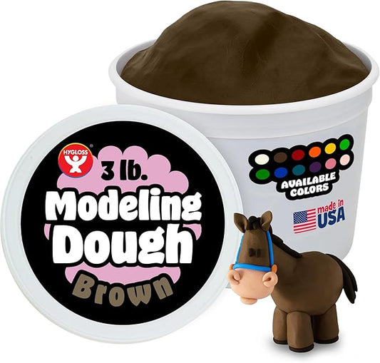 Hygloss Play Modeling Dough for Kids – Safe & Non-Toxic Sensory Dough for Arts and Crafts – 3 lb Tub – Play Clay for Toddler Activities, Preschool Classroom Must-Haves – Brown Color, Unscented