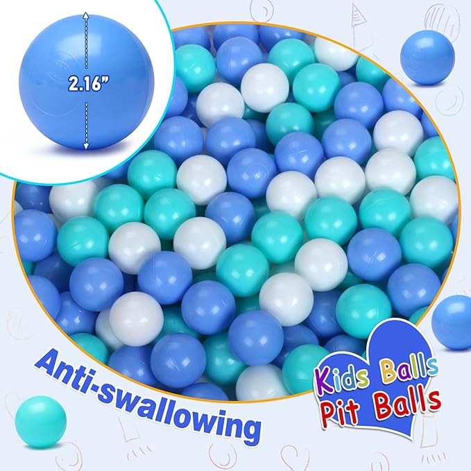 Vanland Ball Pit Balls for Baby and Toddler Phthalate Free BPA Free Crush Proof Plastic - Multicolored Pit Balls in Reusable Play Toys for Kids with Storage Bag