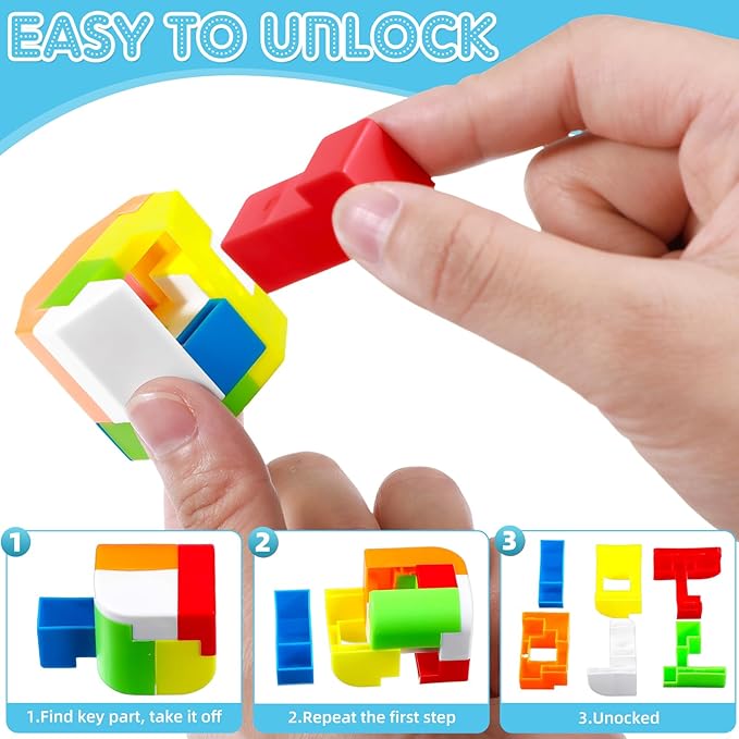 Jenaai 36 Pcs Brain Teaser Puzzles for Kids 3D Plastic Sphere Puzzle Chain Mind Game Puzzles for Boys Girls Holiday Christmas Challenge Game Party Favors Gift
