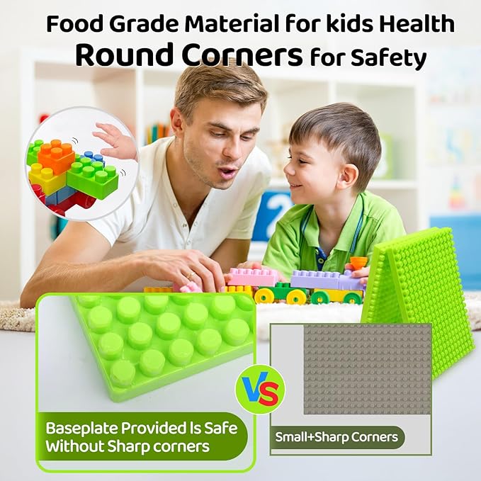 2025 Latest 177 PCS 1 * 1-1 * 3 Inch Large Building Blocks for Toddlers Ages – Brick Set with Cars & Baseplate, Educational STEM Toy for Kids,1 2 3 4 5 6 Blocks (177psc+2 Boards)