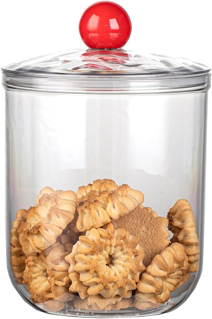 47oz Clear Candy Jar with Lid for Office Desk, Plastic Cookie Storage Jar for Kitchen Counter,1400ml