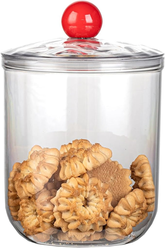 47oz Clear Candy Jar with Lid for Office Desk, Plastic Cookie Storage Jar for Kitchen Counter,1400ml