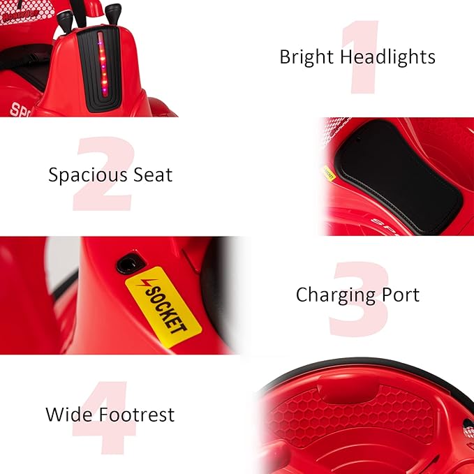 HONEY JOY 12V Bumper Car for Toddlers, Baby Ride on Bumper Car w/Dual Joysticks, Flashing LED Light & 360 Degree Spin, Electric Vehicle for Kids, Ride on Car w/Remote Control, Gift for Boys Girls