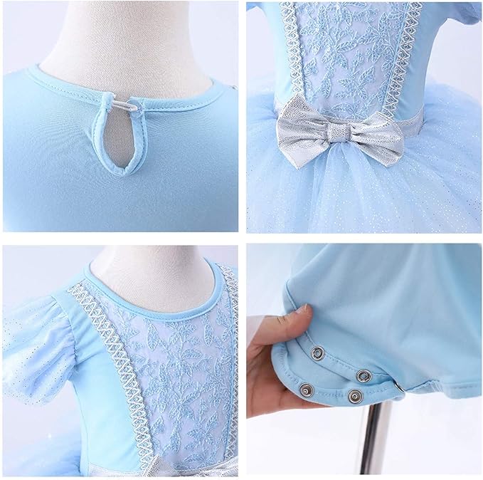 DYMCII Baby Girls Princess Ballet Dress Short Sleeve Leotards Skirted Tutu Dancewear Halloween Christmas Party Fancy Costume