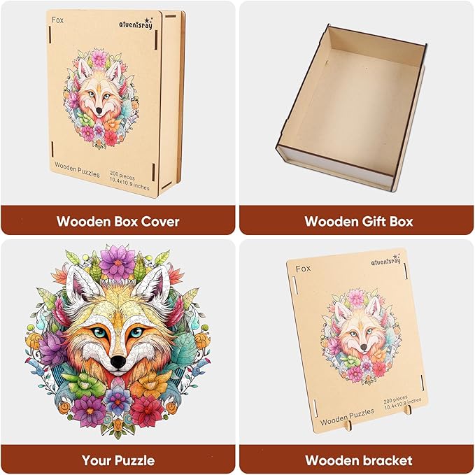 Wooden Puzzles for Adults,Fox Wooden Jigsaw Puzzles 500pcs,15.7x16.5in,Royal,Unique Shape Animal Adult Puzzles,Irregular Wood Puzzles Creative Gift for Adults and Kids Family Game