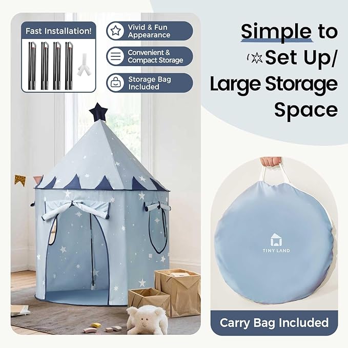 Tiny Land Kids Tent, Foldable Kids Pop Up Kids Play Tent, Portable Toddler Tent, Cute Design Tent for Kids Indoor & Outdoor Use | Perfect Toddler Tent for Fun & Imagination