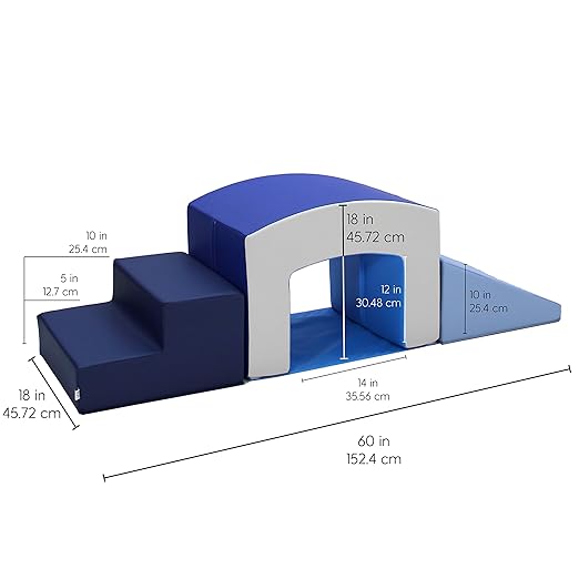 Factory Direct Partners 12824-NVPB SoftScape Playtime Grow-n-Learn Tunnel Climber for Toddlers and Kids(3-Piece) - Navy/Powder Blue, 12824-NVPB