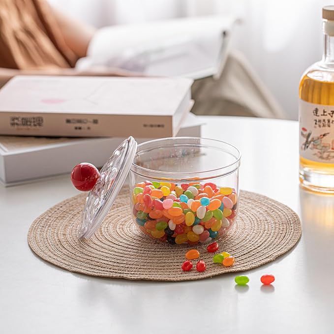 47oz Clear Candy Jar with Lid for Office Desk, Plastic Cookie Storage Jar for Kitchen Counter,1400ml
