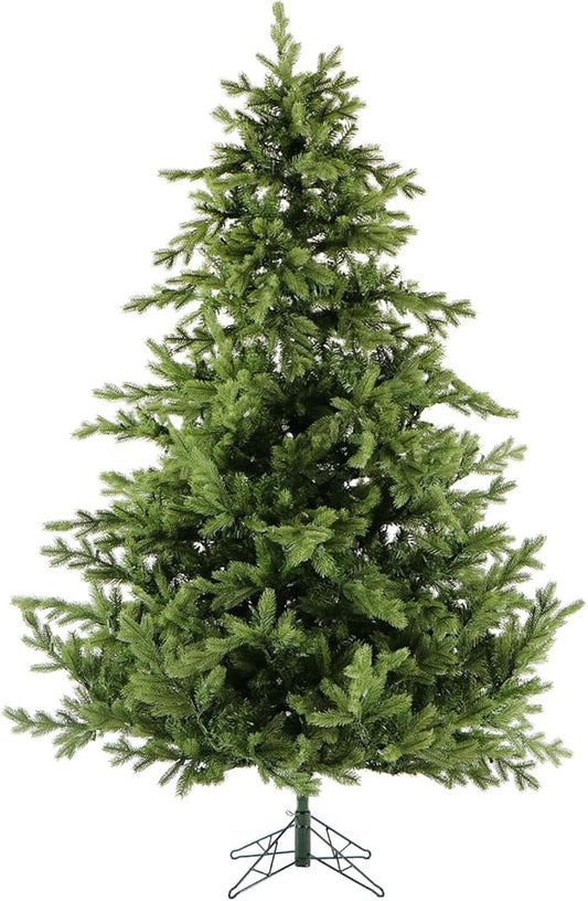 Fraser Hill Farm 9-Ft. Woodside Pine Artificial Christmas Tree with Stand and No Lights, Unlit Foldable Fake Christmas Tree with Realistic Foliage for Home Decoration