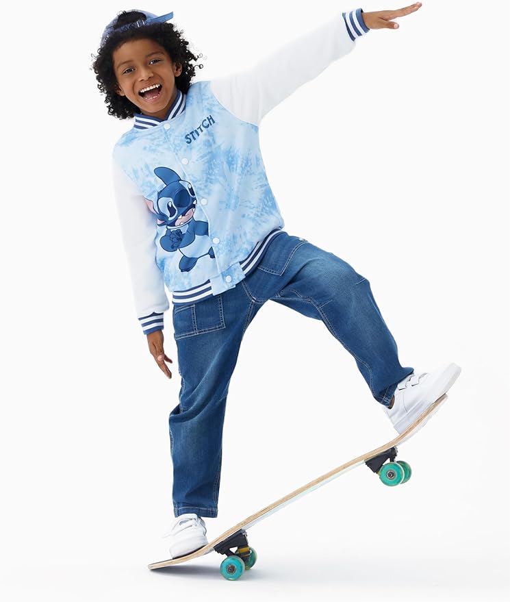 Disney Minnie Mickey Stitch Princess Frozen Elsa Marvel Jacket Lightweight Coat Button up Color Block Sweatshirt 2-14 Years