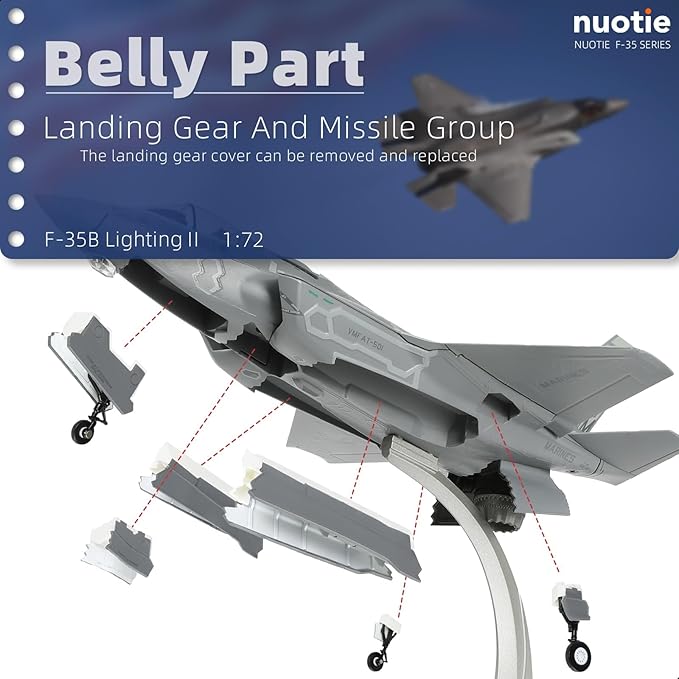 1/72 F-35B Lighting II Fighter Aircraft Die-cast Model - U.S. Marine Corps VMFAT-501 Worlords Squadron With Display Stand - F35B Plane Collection Gift for Adults