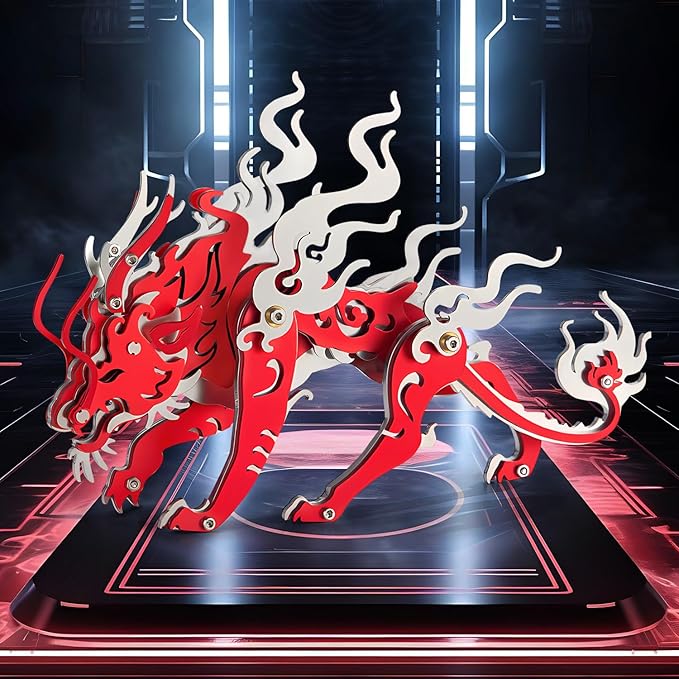 3D Metal Puzzles for Adults, Metal Model Kits for Adults Candling Dragon, Mechanical 3D Puzzle Stainless Steel Ornaments for Men Women Art Craft Gifts Toys(Red).