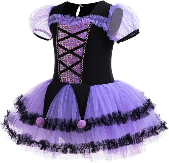 DYMCII Baby Girls Princess Ballet Dress Short Sleeve Leotards Skirted Tutu Dancewear Halloween Christmas Party Fancy Costume