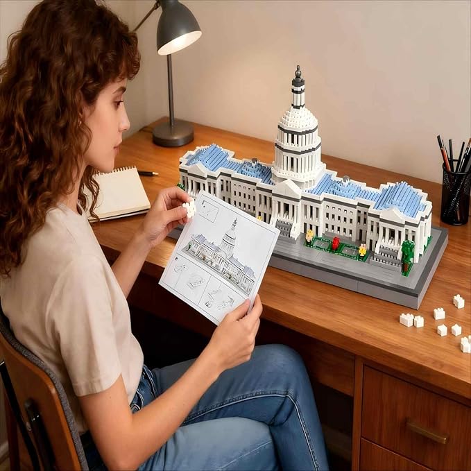 Micro Mini Building Block Sets for Adults, No Compatible with Lego, Green Capital Famous Landmark Building Moldel for Home & Office Decor, MOC 3D Creative Model Gifts for Christmas