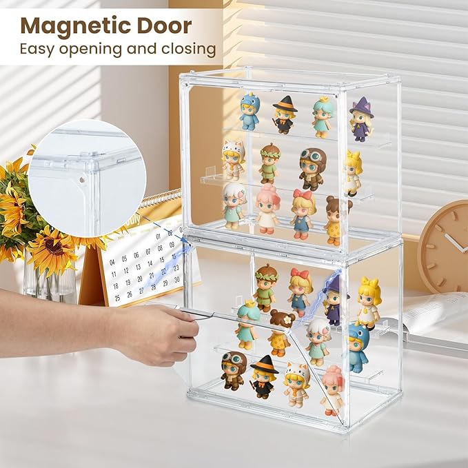 Acrylic Display Case, 3 Tier Clear Figure Display Box, Detachable Stackable Display Cabinet for Collectibles, 1 Pack