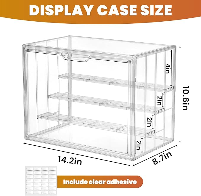 4 Tier Acrylic Display Case for Collectibles, Clear Adjustable Figure Display Case with Magnetic Door, Stackable Storage Box Showcase with 3 Shelves for Action Figures,Dolls,Toys, Large 1 Pack
