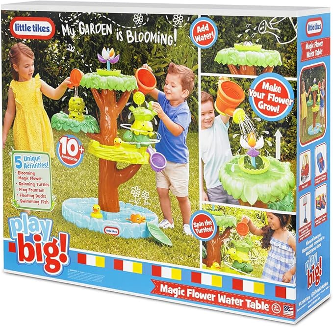 Little Tikes Magic Flower Water Table with Blooming Flower and 10+ Accessories, Multicolor, (Model: 651342M), Medium