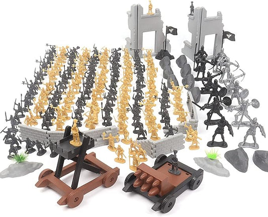 OTONOPI Toy Soldiers Medieval Plastic Knight Action Figure Castle Playset Classic Army Men Military Toys Mini Ancient Soldiers Warriors 250PCS with Carrying Bags