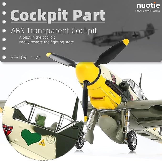 1/72 Scale German WWII Messerschmidt BF-109 Fighter Model Diecast Airplanes Military Display Model Aircraft for Collection Classic Model (Jungle Camouflage)