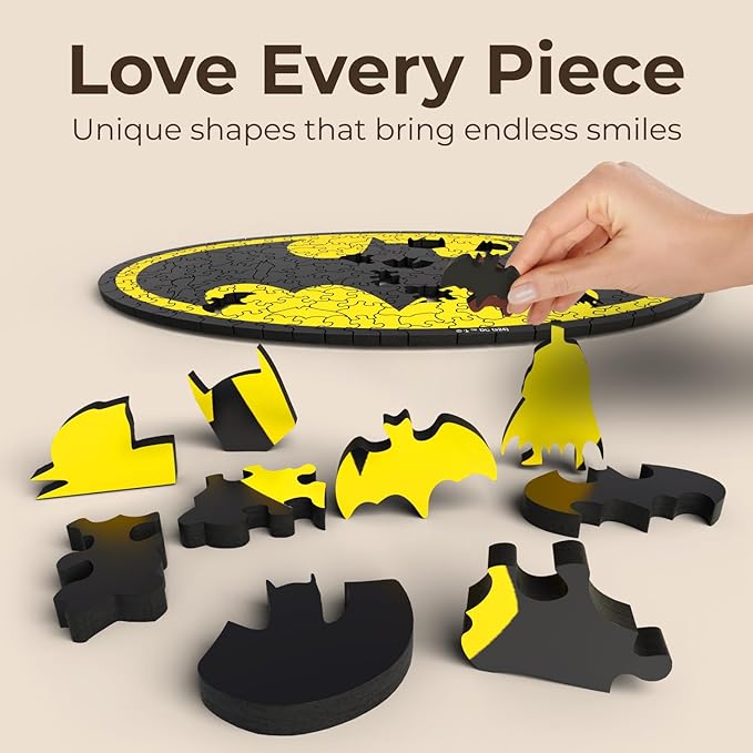 Crafthub DC Wooden Puzzles for Adults – A3 Size with 162 Pieces Wood Puzzles – Batman Logo – Jigsaw Puzzles with Unique Shapes – 8.7" x 15.3"