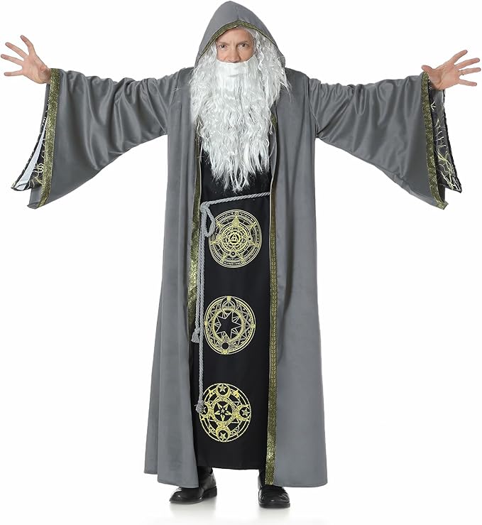 Velvet Wizard Robe with Hooded and Sleeves, Halloween Vampire Witch Wizard Cloak Fancy Cosplay Costume