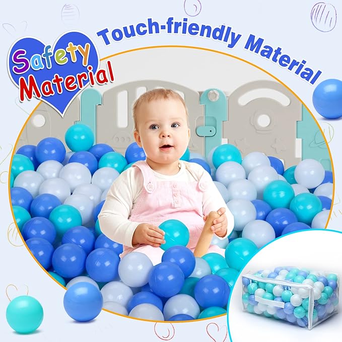 Vanland Ball Pit Balls for Baby and Toddler Phthalate Free BPA Free Crush Proof Plastic - Multicolored Pit Balls in Reusable Play Toys for Kids with Storage Bag