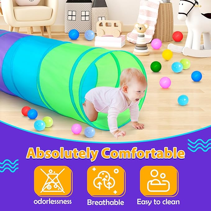 Moncoland Kids Play Tunnel Tent for Toddlers, Colorful Pop Up Crawl Toy Baby Infant Children or Dog Cat Pet, Collapsible Gift Boy and Girl Game (Colorful Kids Tunnel)