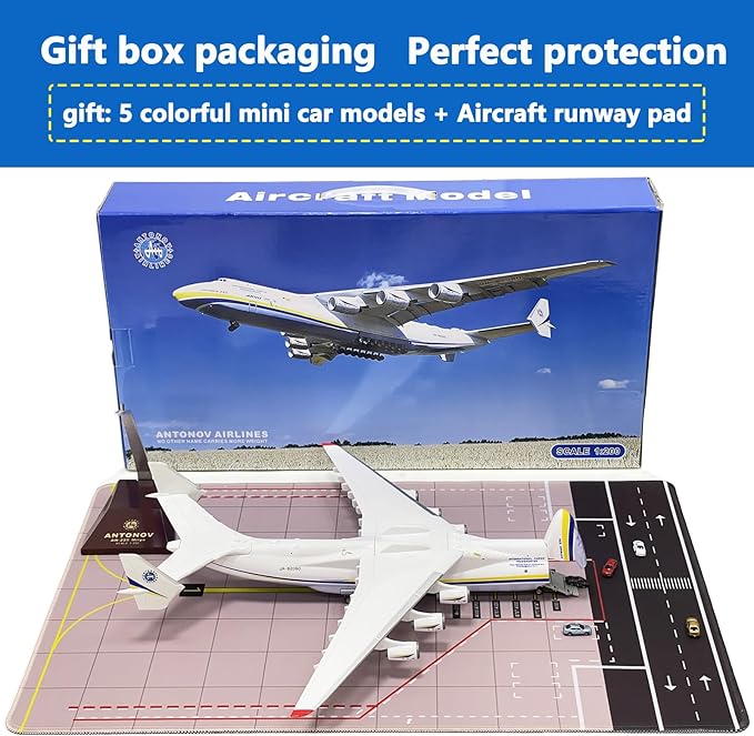 1:200 Scale AN225 Model Airplane，Openable Cabin, 17-inch Length, Resin Aircraft Model Toy for Gifts and Collections (an225-1)