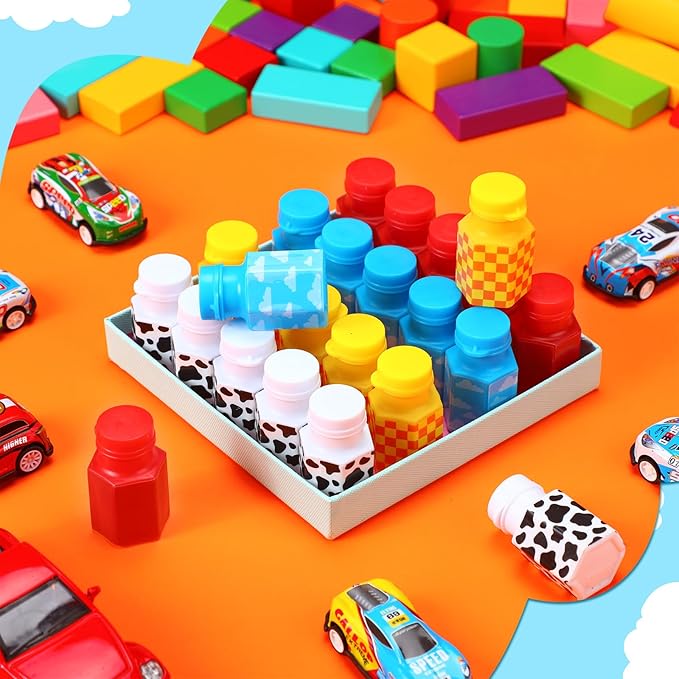 24 Pack Bulk Bubble Wands Cartoon Party Favors Toy Theme Birthday Party Supplies Cartoon Theme Birthday Bag Stuffers Supplies Decorations(Hexagon Bottles,Toy Inspire Game)