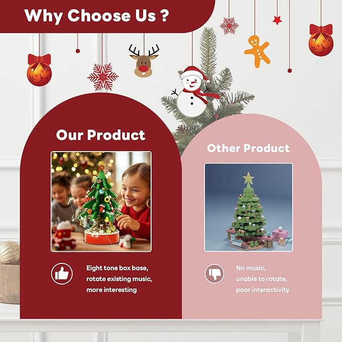 2025 Advent Calendar Building Blocks Christmas Tree with Music Countdown Calendar for Christmas Boys and Girls Christmas Gifts