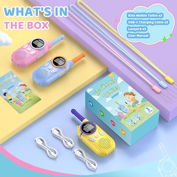 MOICO Toys for 3-12 Year Old Boys Girls,Rechargeable Long Range Walkie Talkies for Kids with 22 Channels,3 4 5 6 7 8 Year Old Kids Gift, Perfect for Outdoor Camping,Hiking,Christmas and Birthday